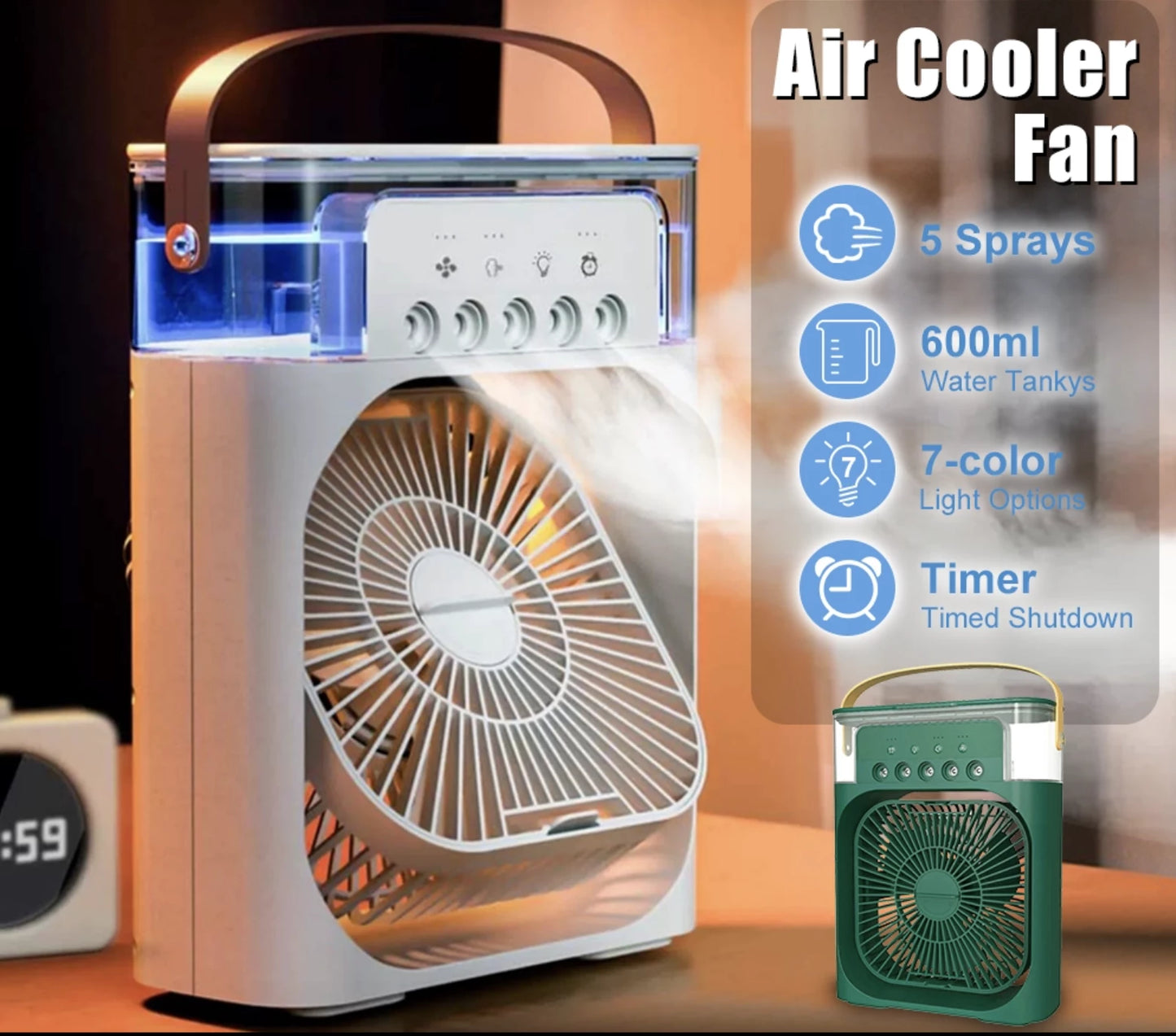 COOLING FAN WITH ICE TRAY