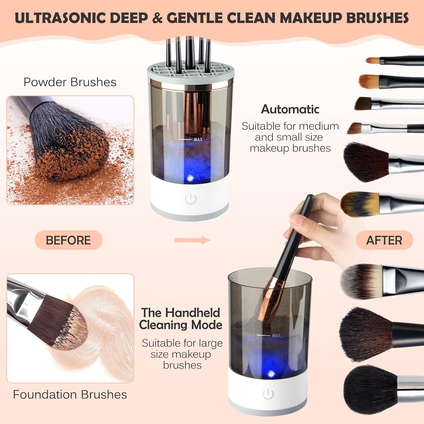 Electric Makeup Brush Cleaner, Tools for All Size Beauty Makeup Brushes Set, Gift for Women Wife Friend